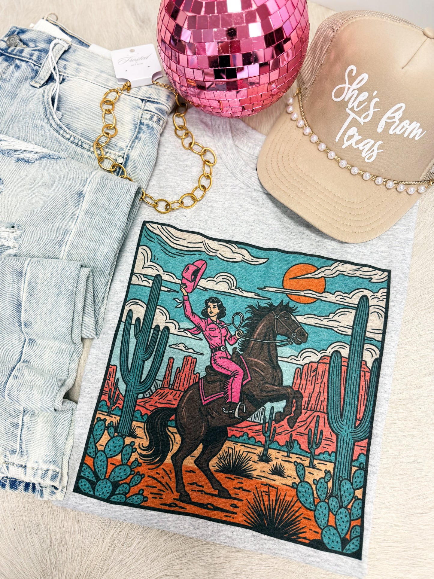 Pink Suit Cowgirl Tee