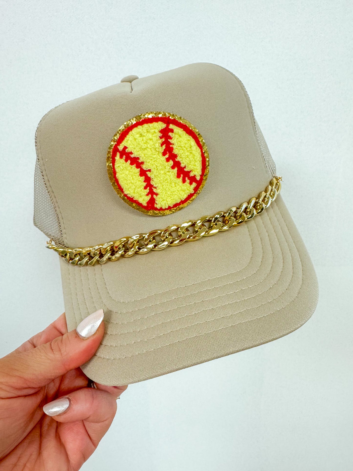 Chenille Softball Patch Trucker Hat
