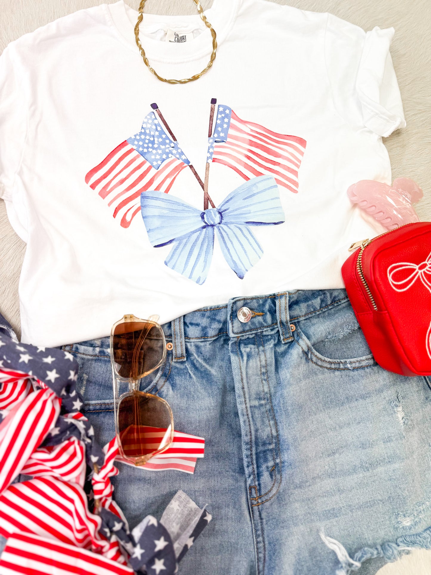 Preppy Flags N Bows Tee