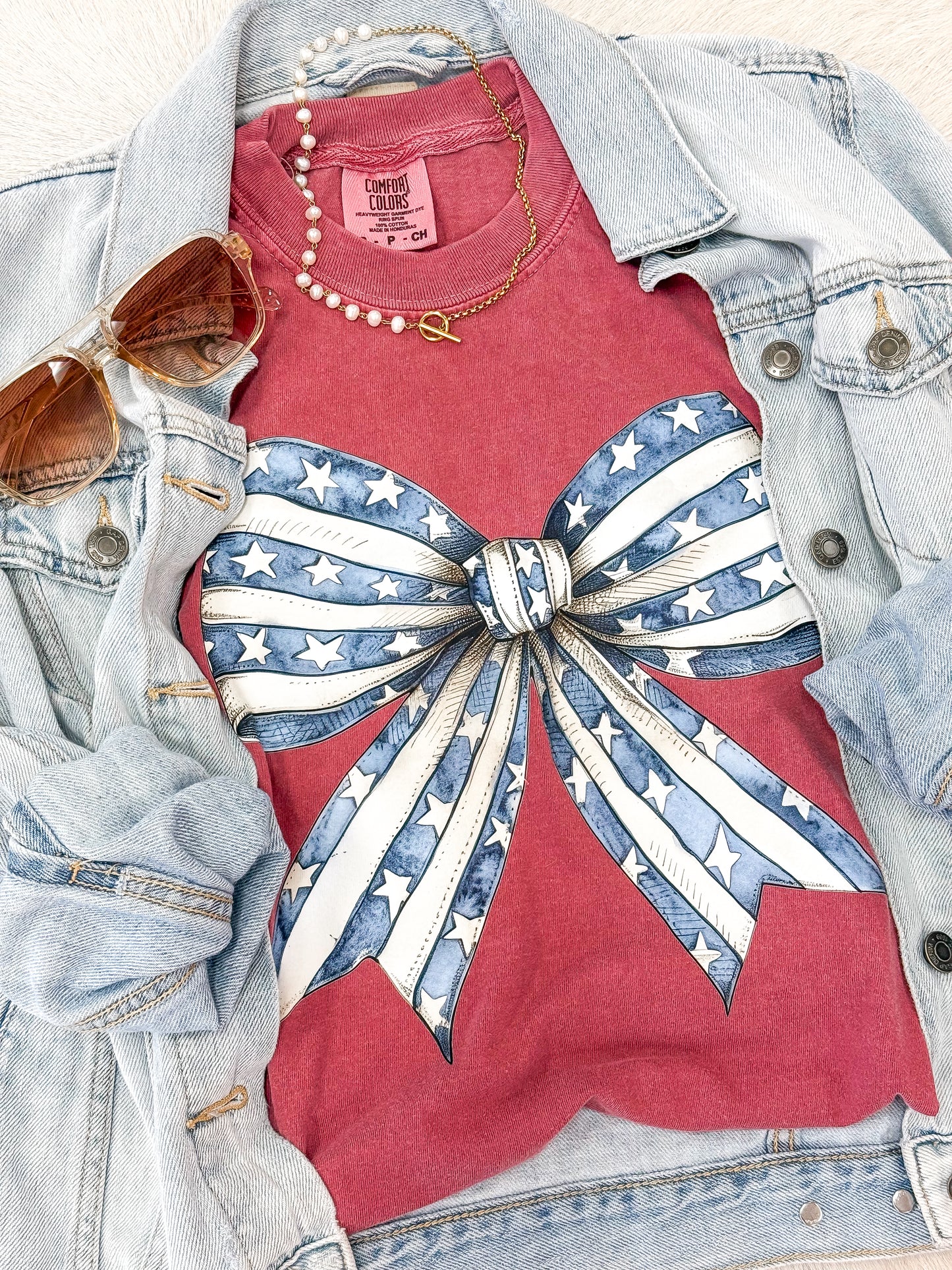 Blue Stars Bow Tee