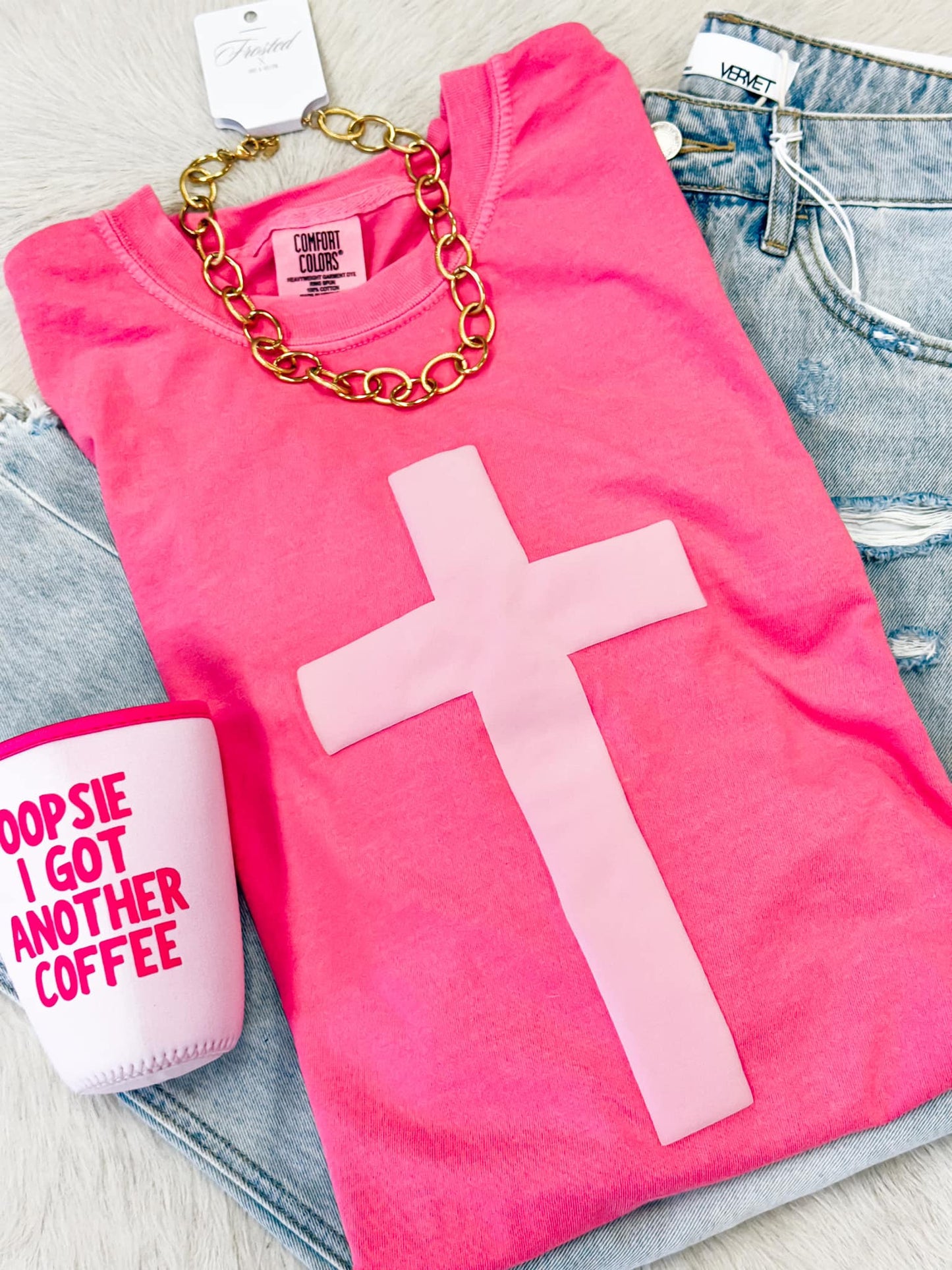 Pink Cross Puff Tee