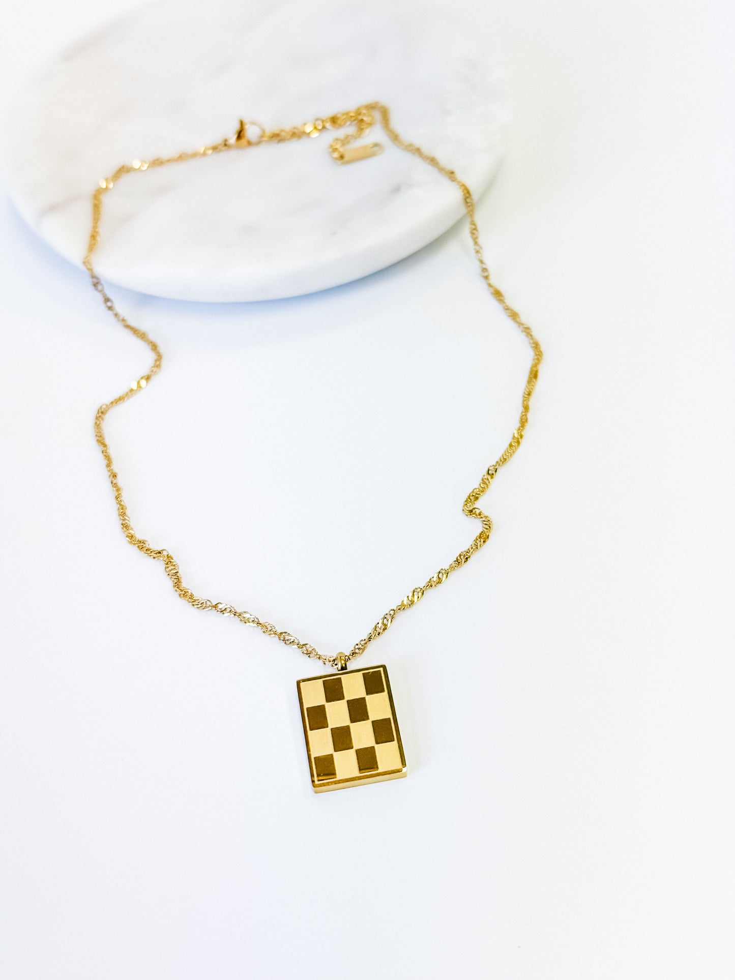 Check Mate Pendant Necklace