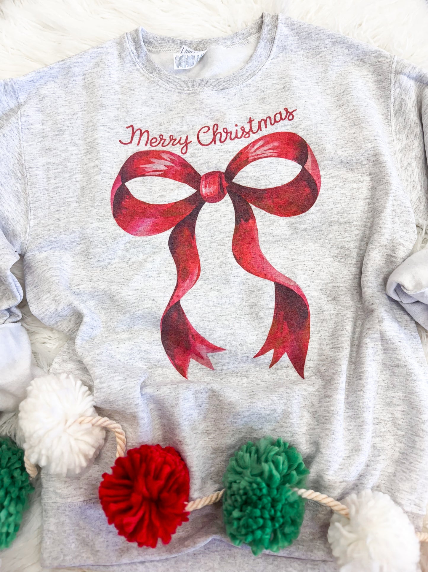 Merry Christmas Red Bow Sweatshirt