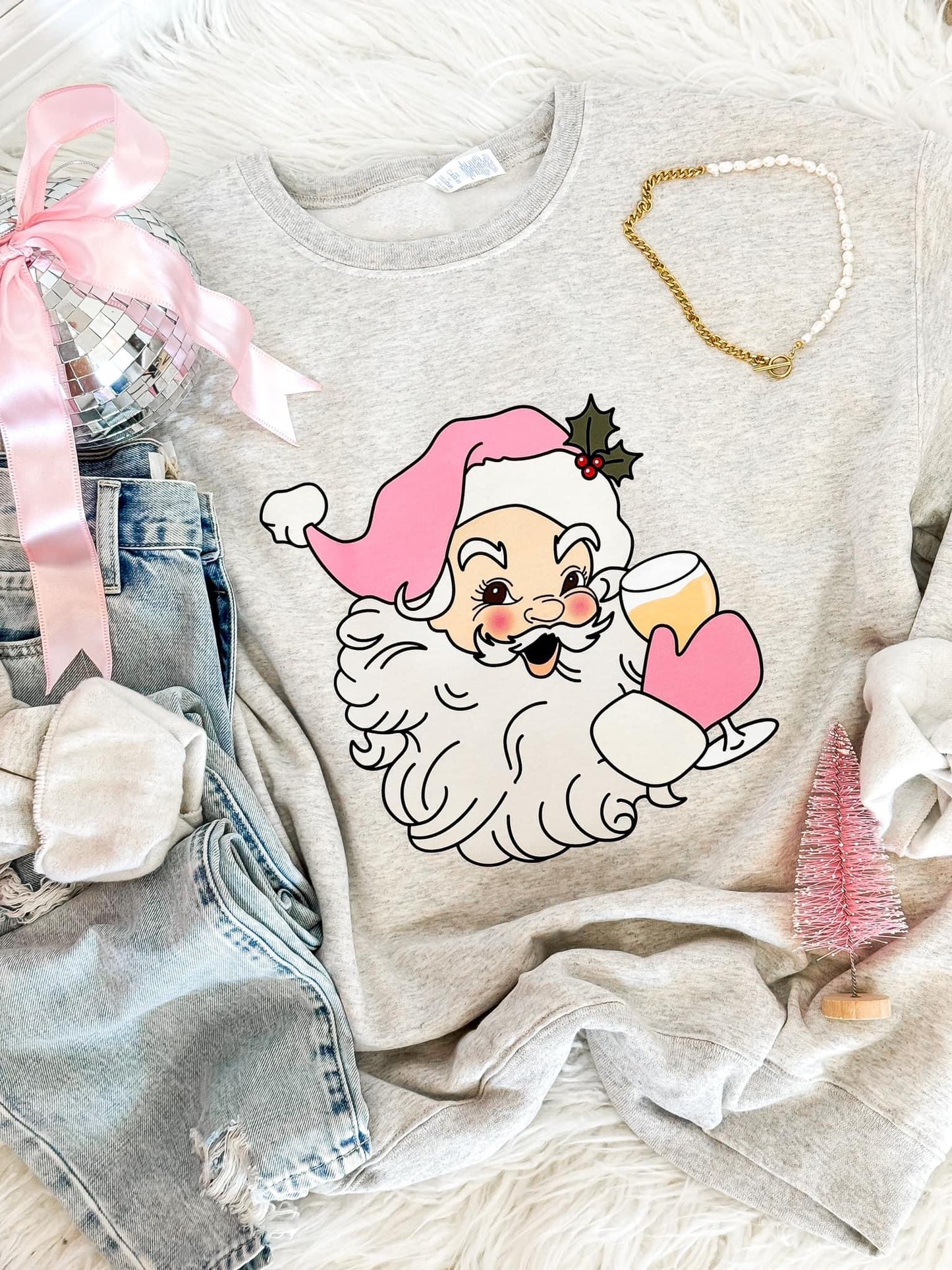 Santa With Wine Sweatshirt