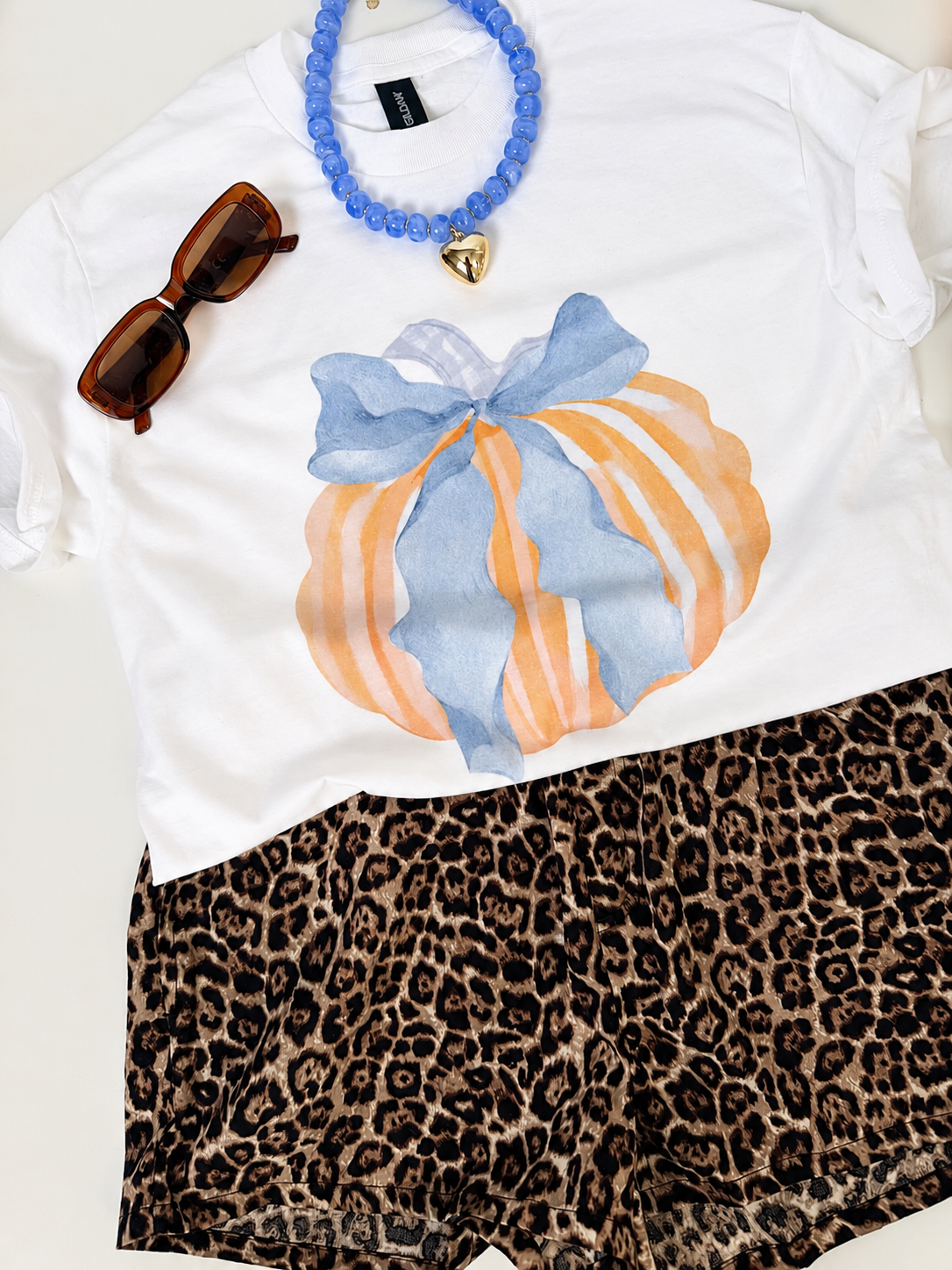 Pumpkin w/ Blue Bow Tee
