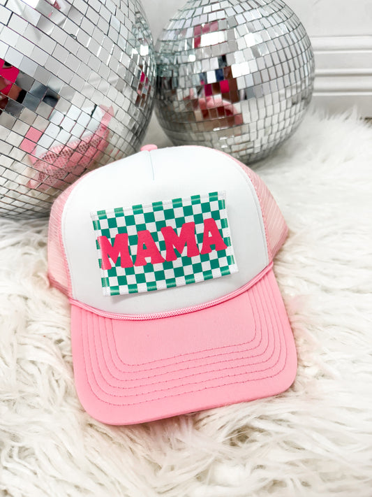 Mama Checkered Trucker Hats