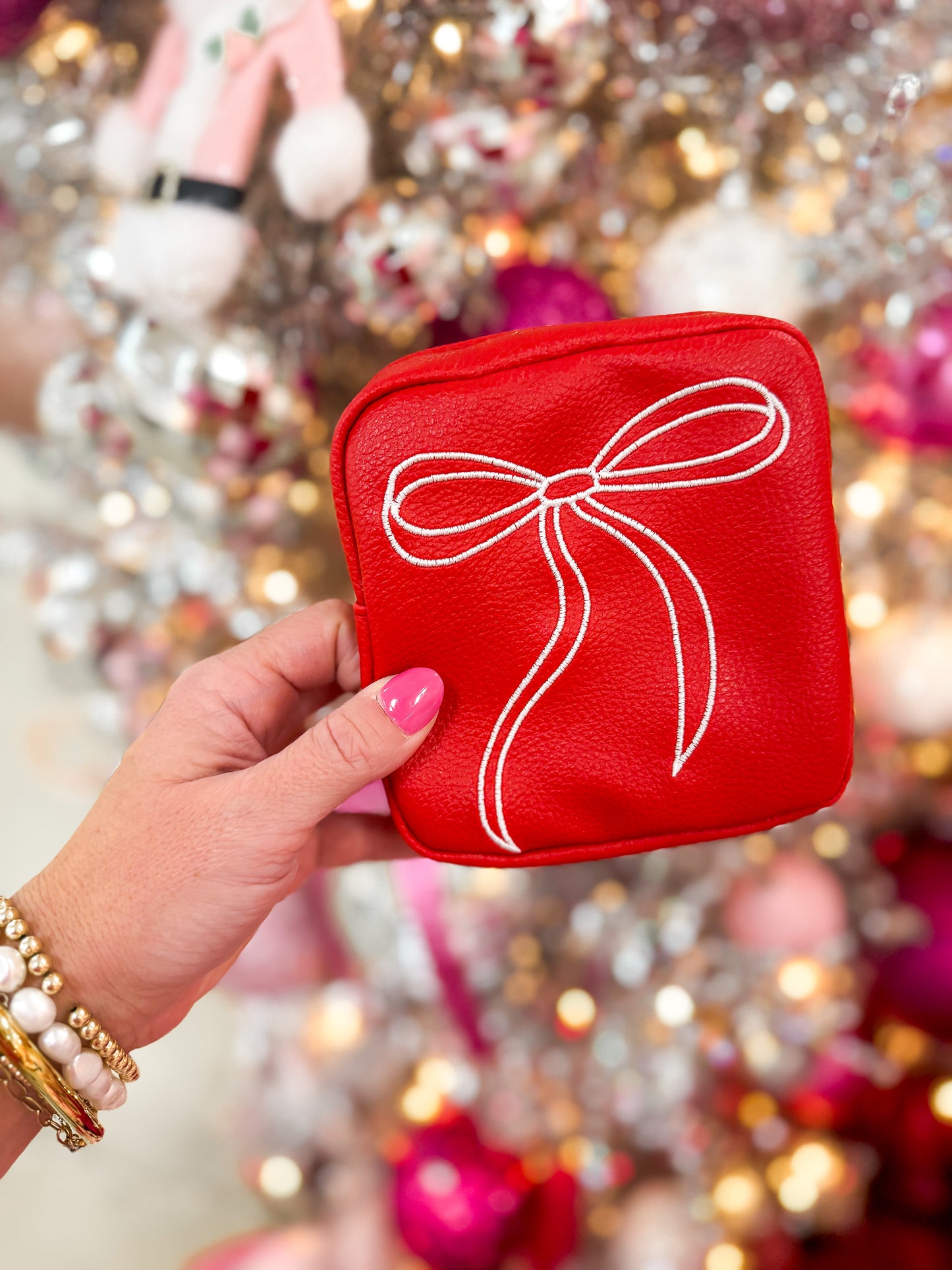 Red Bow Mini Cosmetic Bag