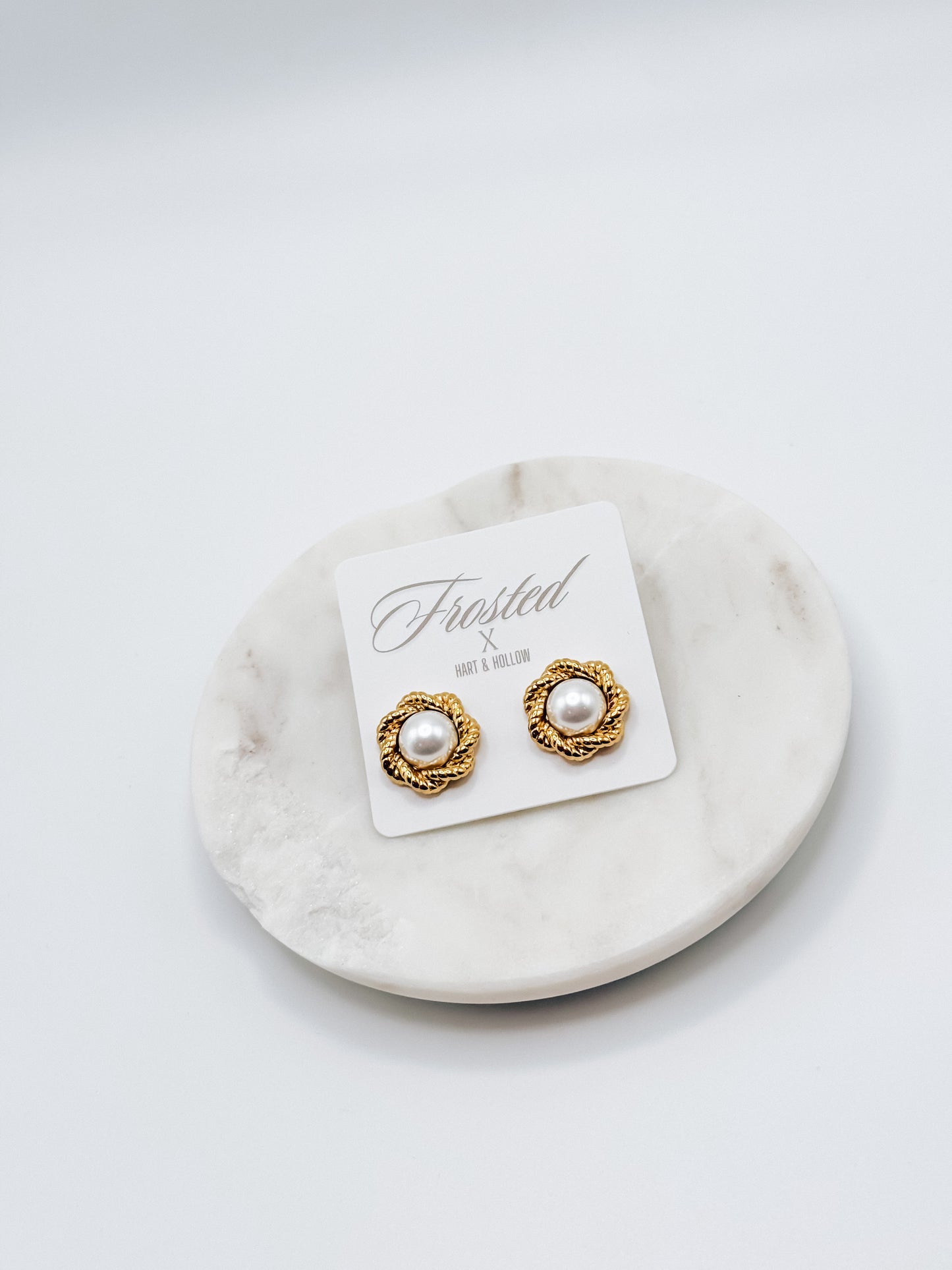 Golden Halo Pearl Studs
