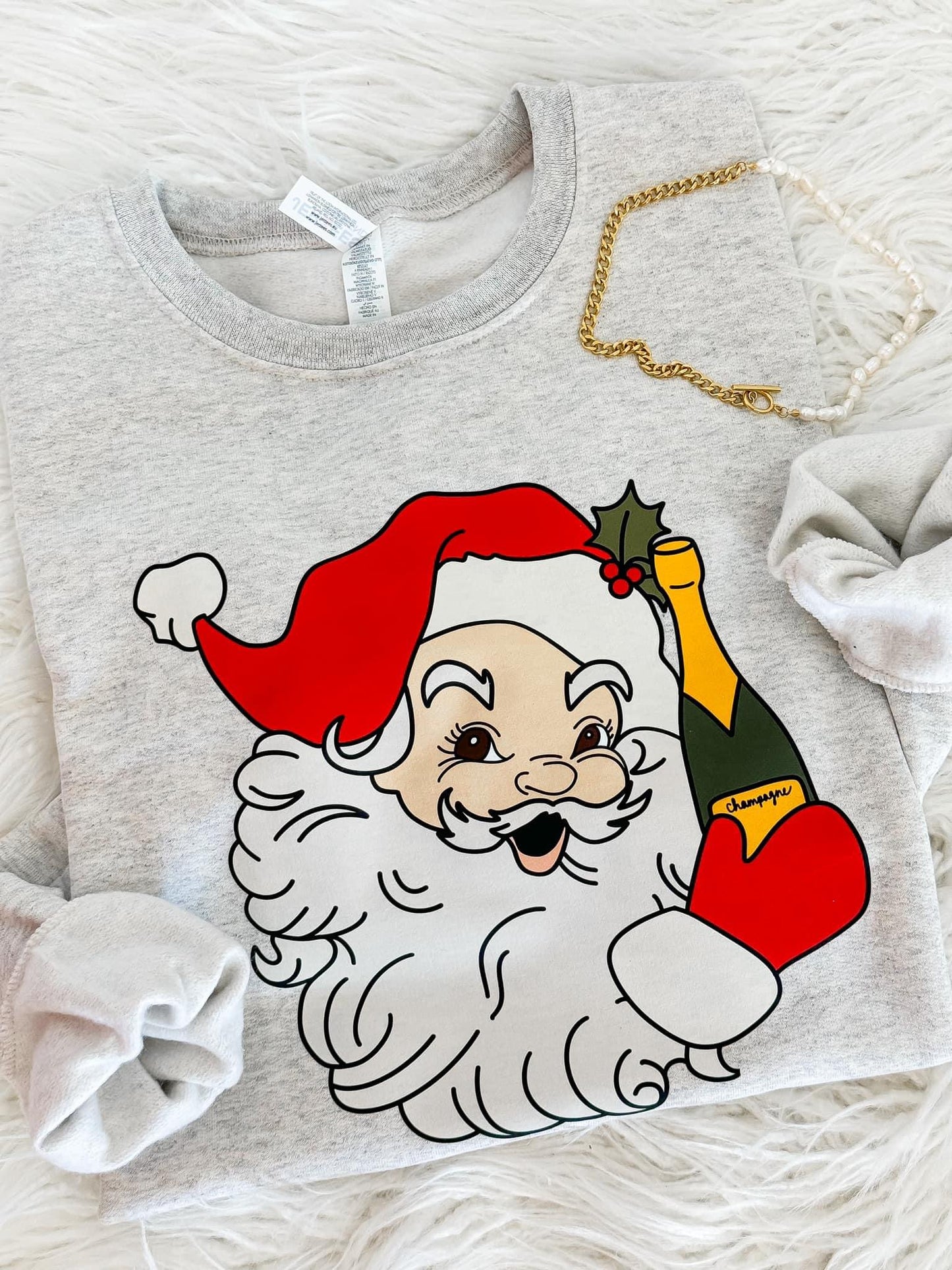 Santa With Champagne Sweatshirt