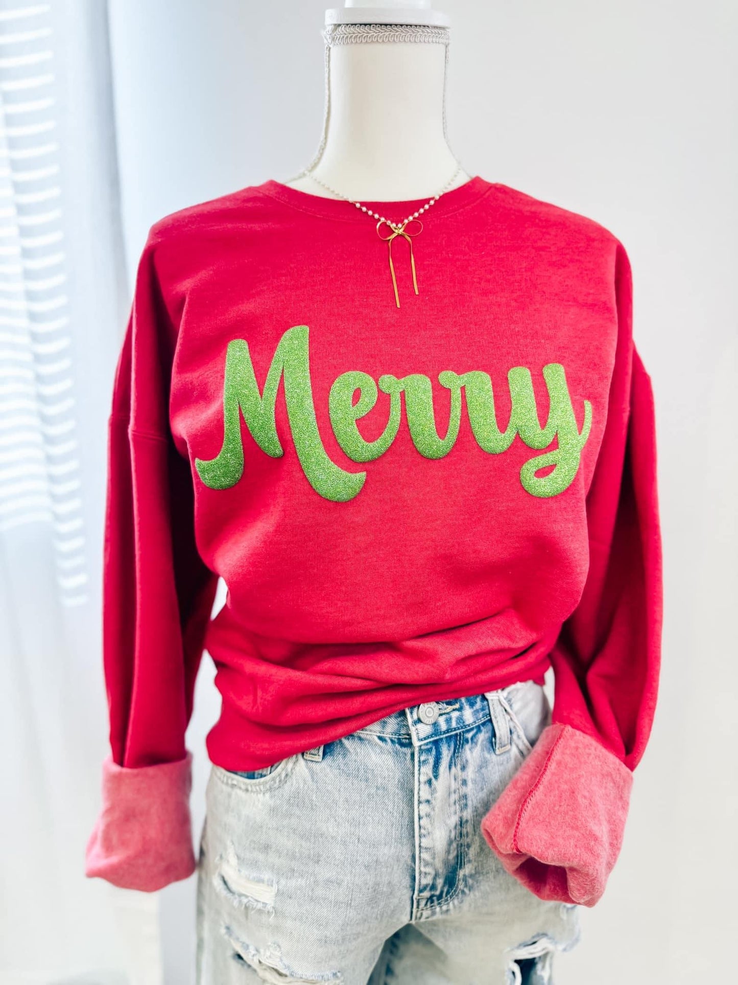 Merry Glitter Puff Print Sweatshirt