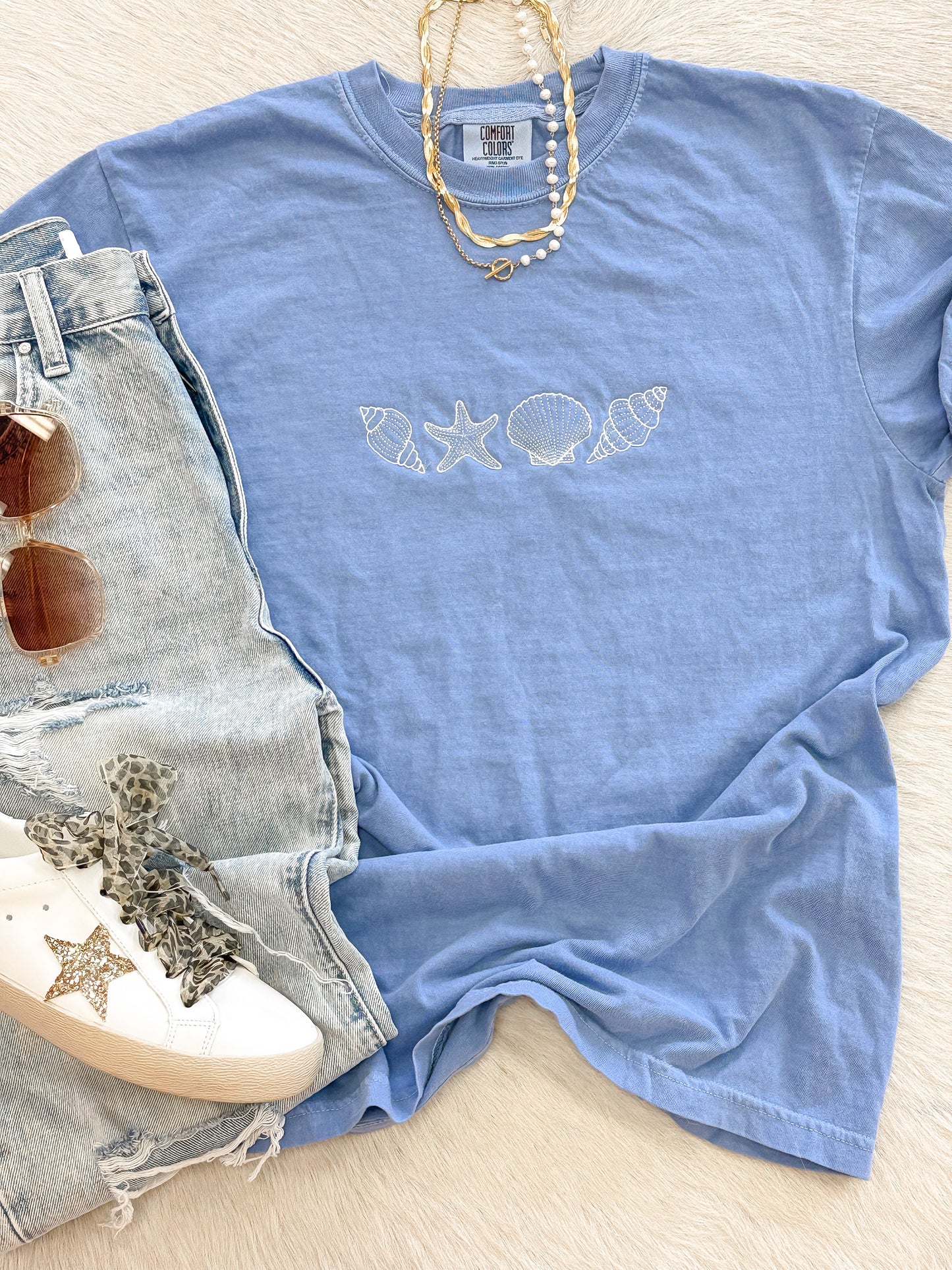 Seashell Embroidered Tee