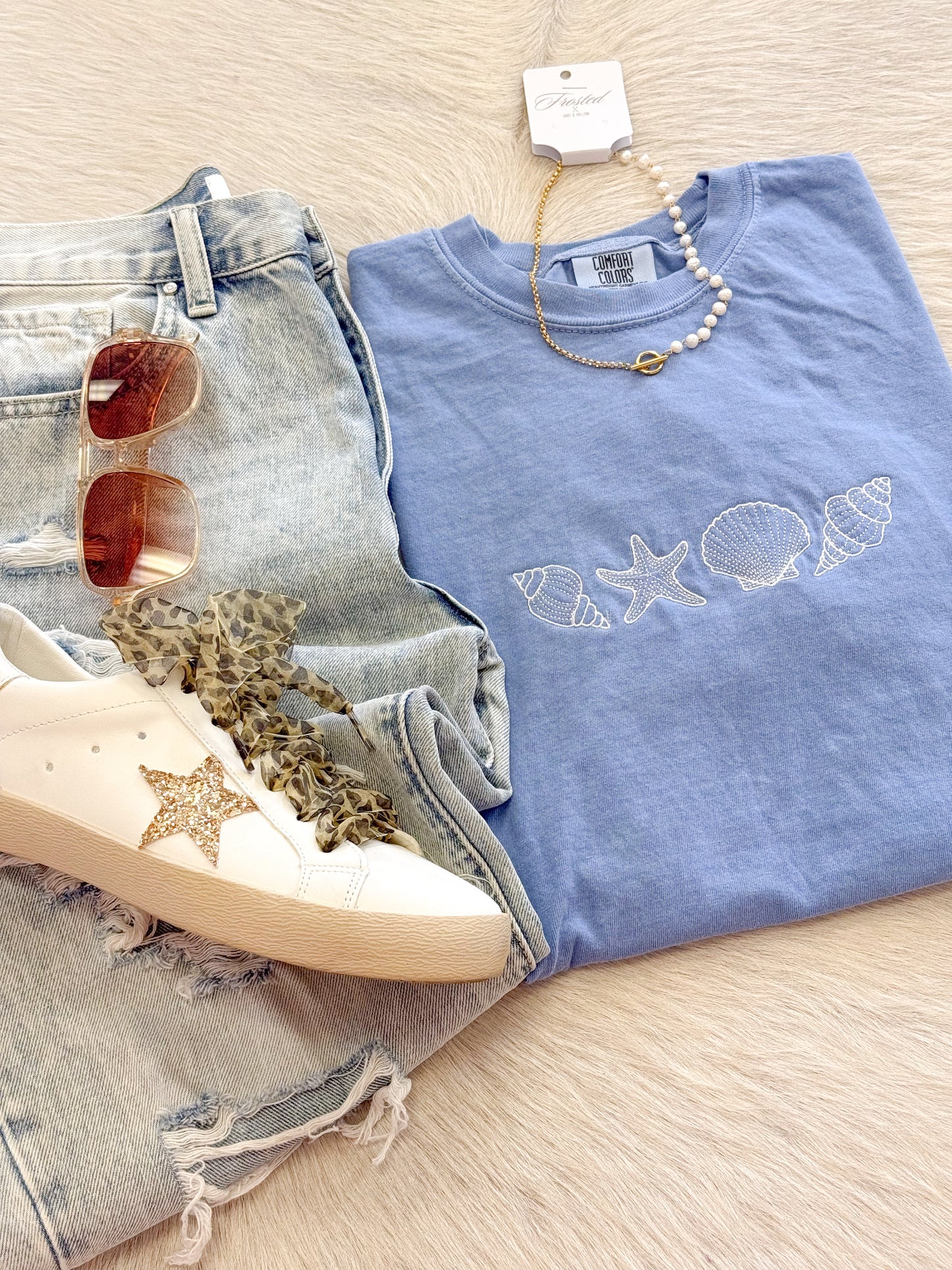 Seashell Embroidered Tee