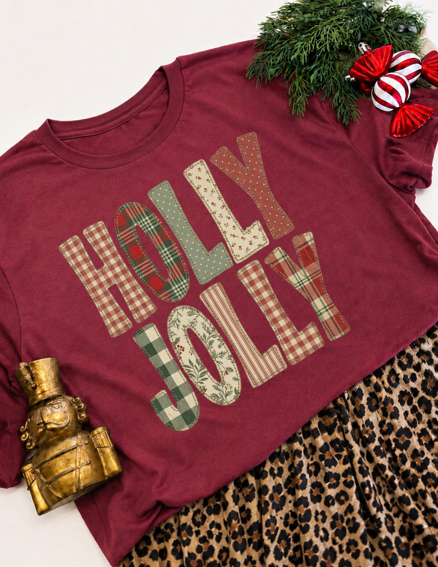 Holly Jolly Faux Patch Tee