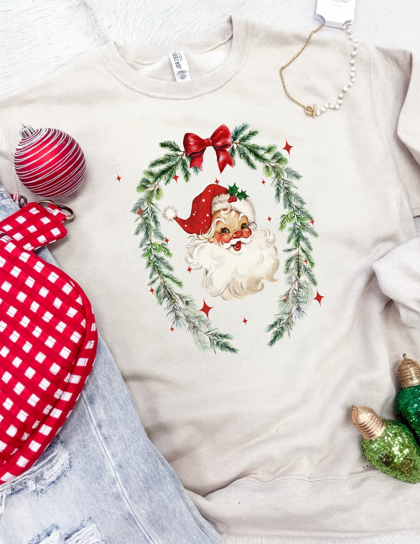 Santa Wreath Christmas Sweatshirt