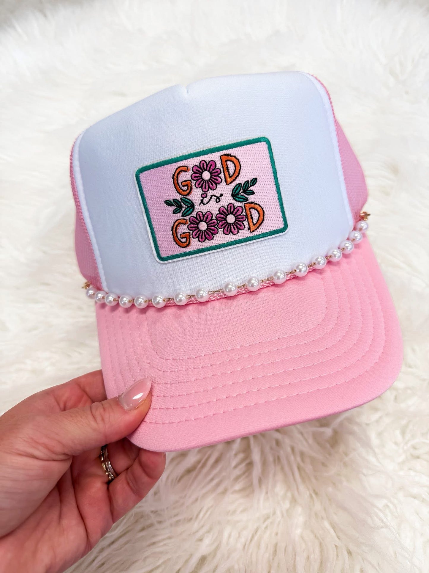 God is Good with chain trucker hat