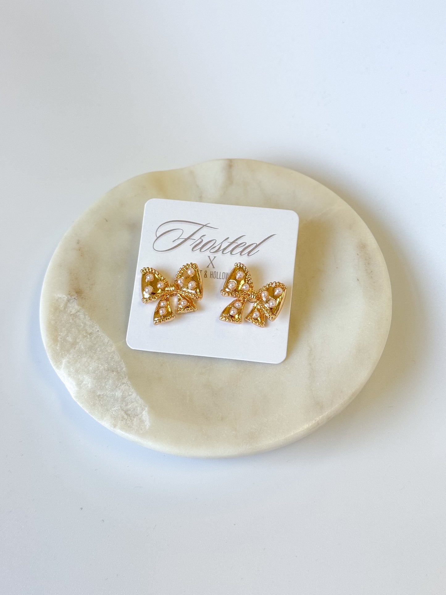 Pearl Bow Studded Earrings
