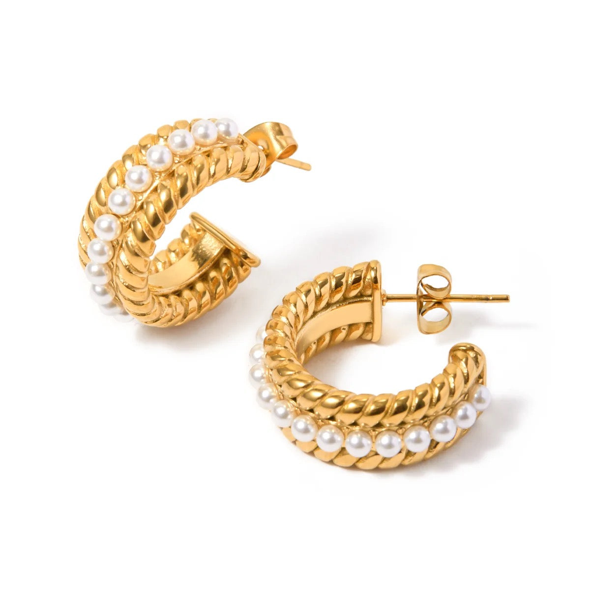 Pearl Embellished Hoops