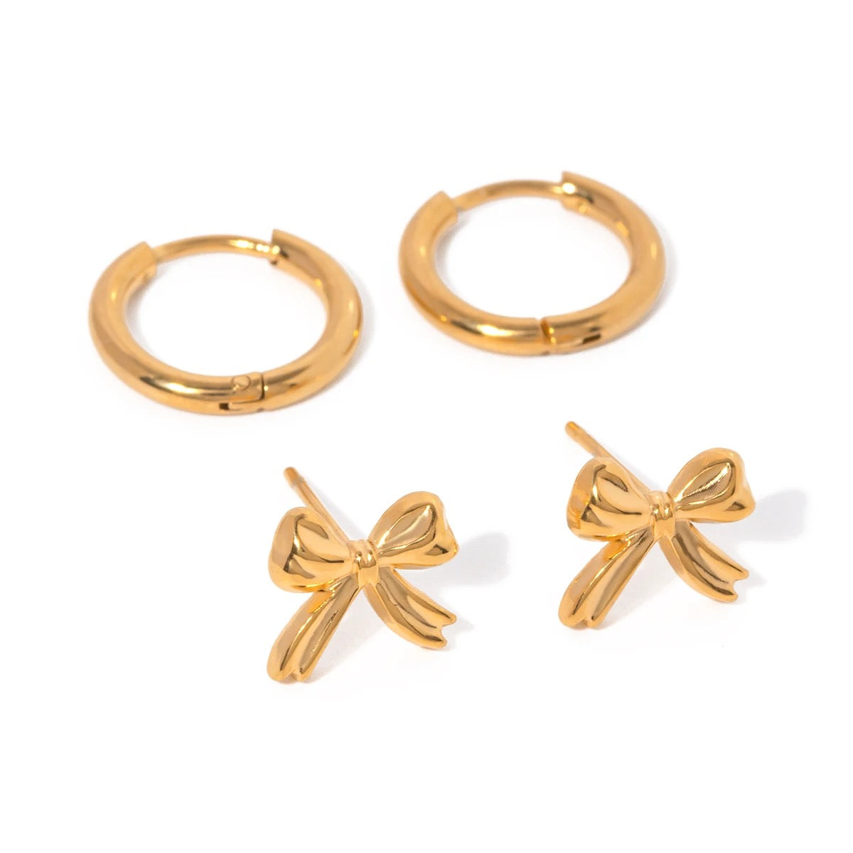 Huggie & Bow Earring Set