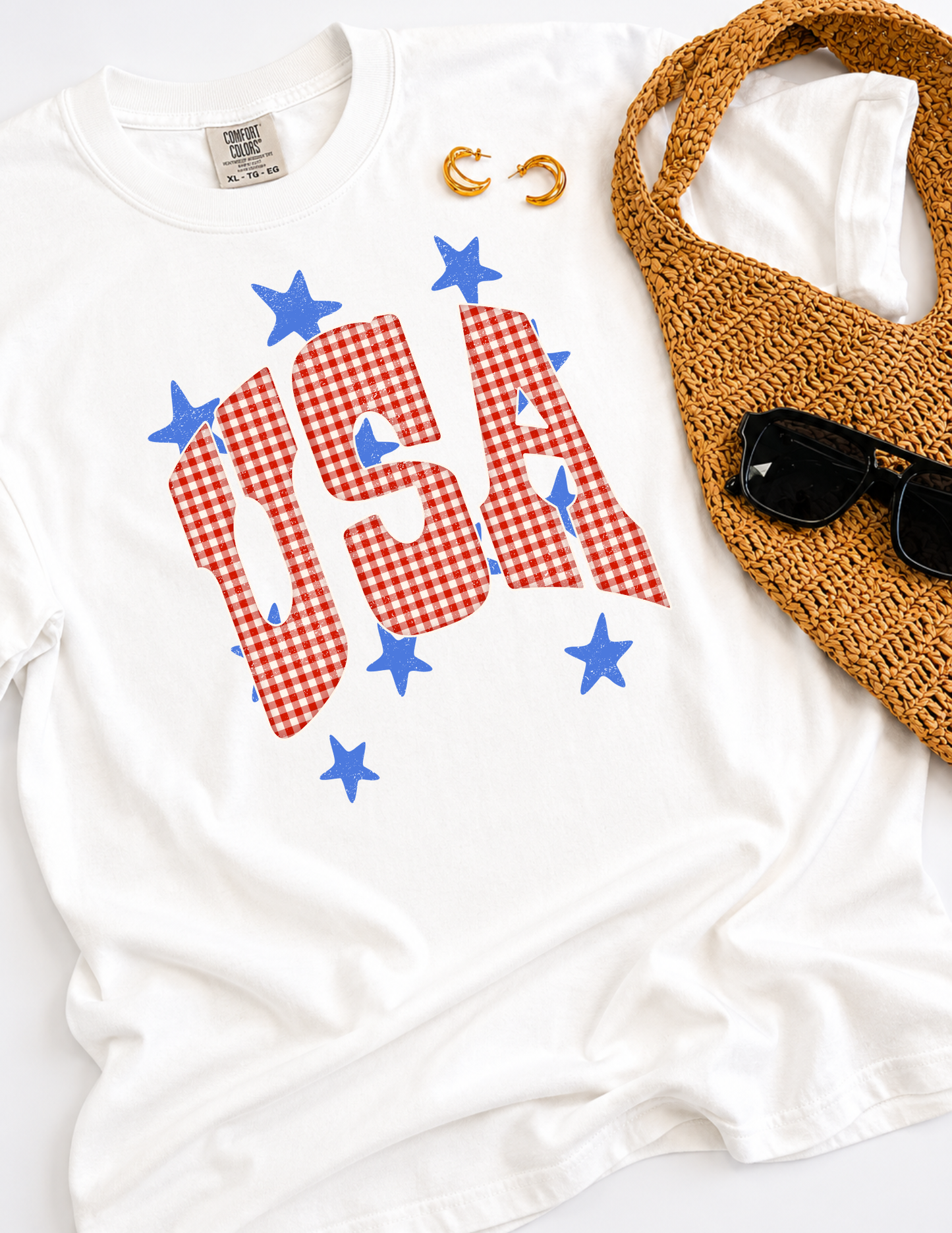 Gingham USA Tee