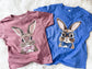 Blue Bunny Faux Embroidery Youth Tee