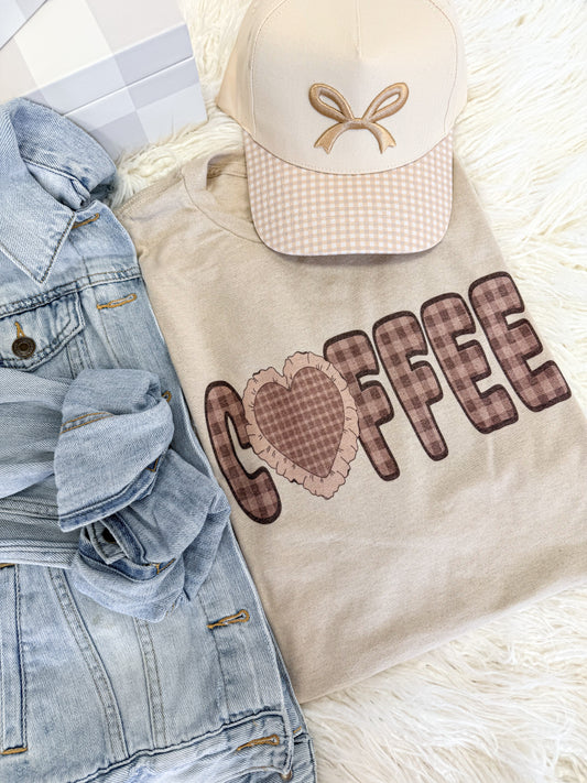 Coffee Checkered Heart Tee