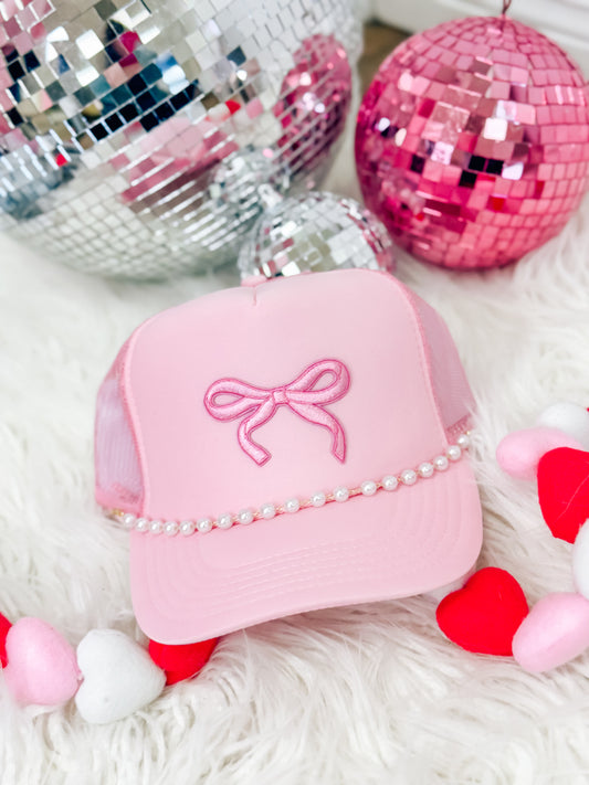 Pink Bow Patch Trucker Hat