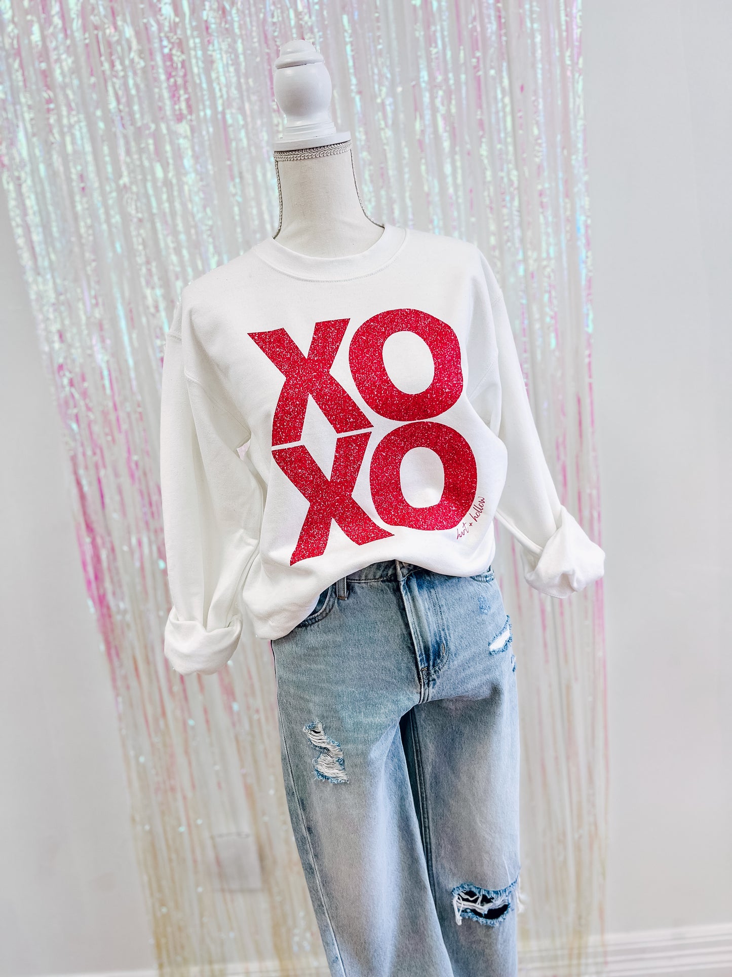 Faux Glitter XOXO Sweatshirt