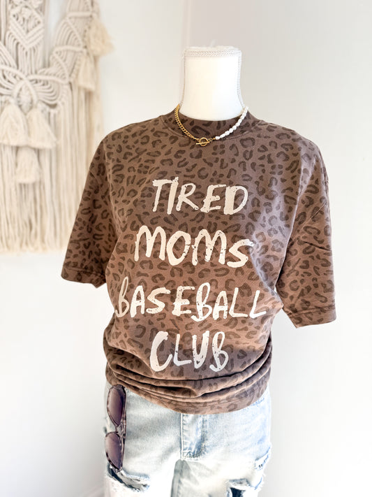Tired Moms Baseball Club Leopard Tee