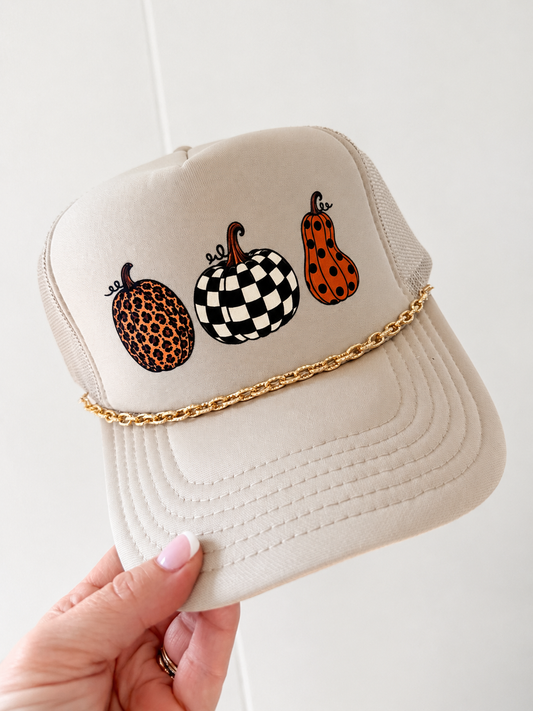 Trio Pumpkin Trucker Hat