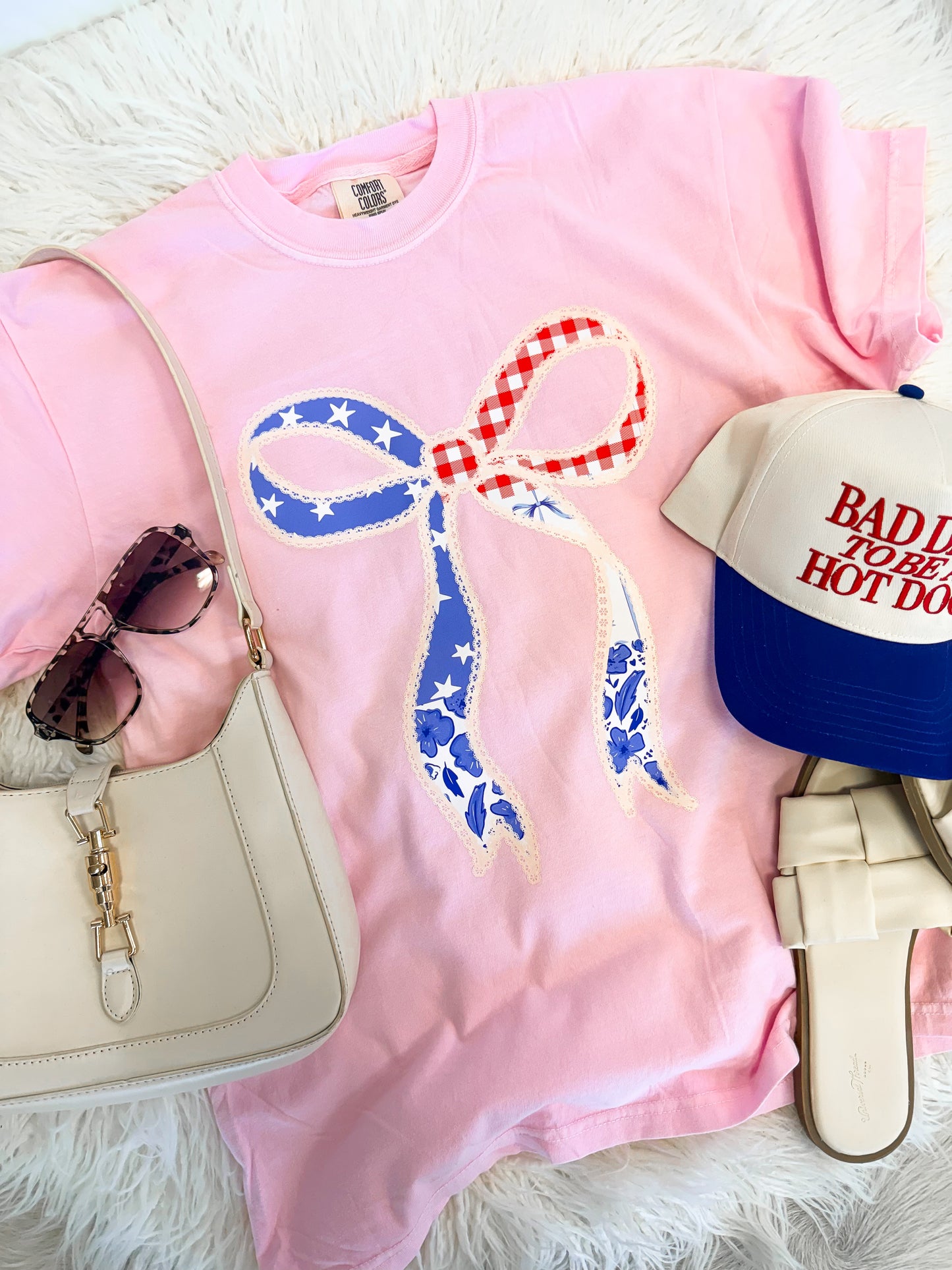 Red, White, & Bow Tee