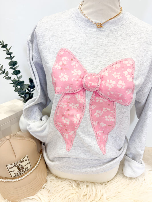 Pink Floral Bow Sweatshirt