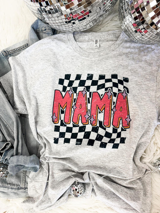 Mama Retro Checkered Tee