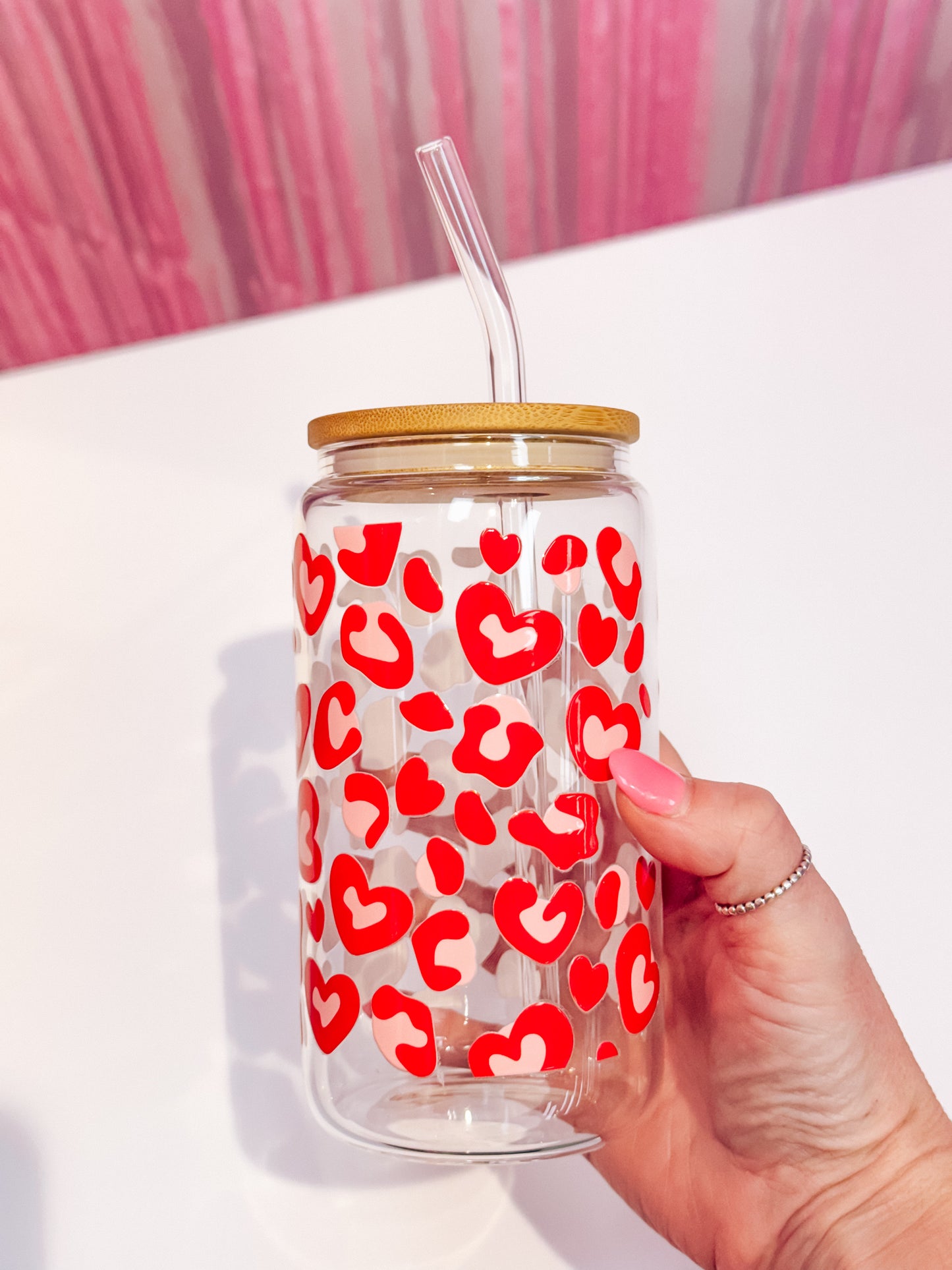 V-Day Cheetah Glass Coffee Cup