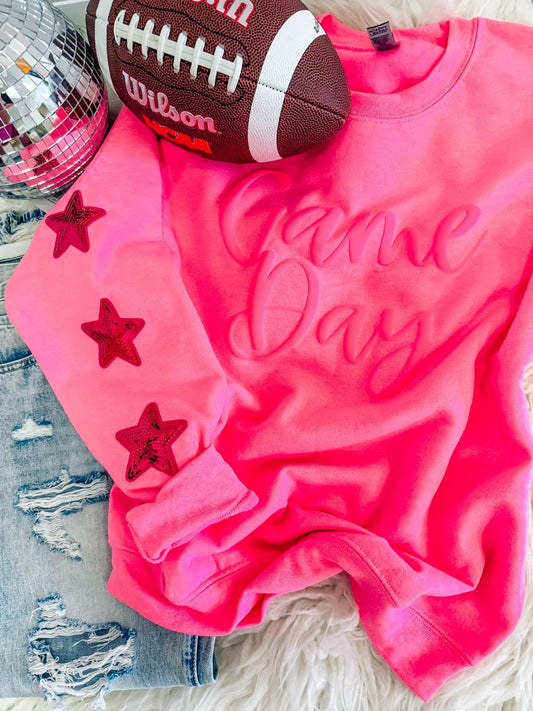 Pink Game Day Sequin Star Sweatshirt