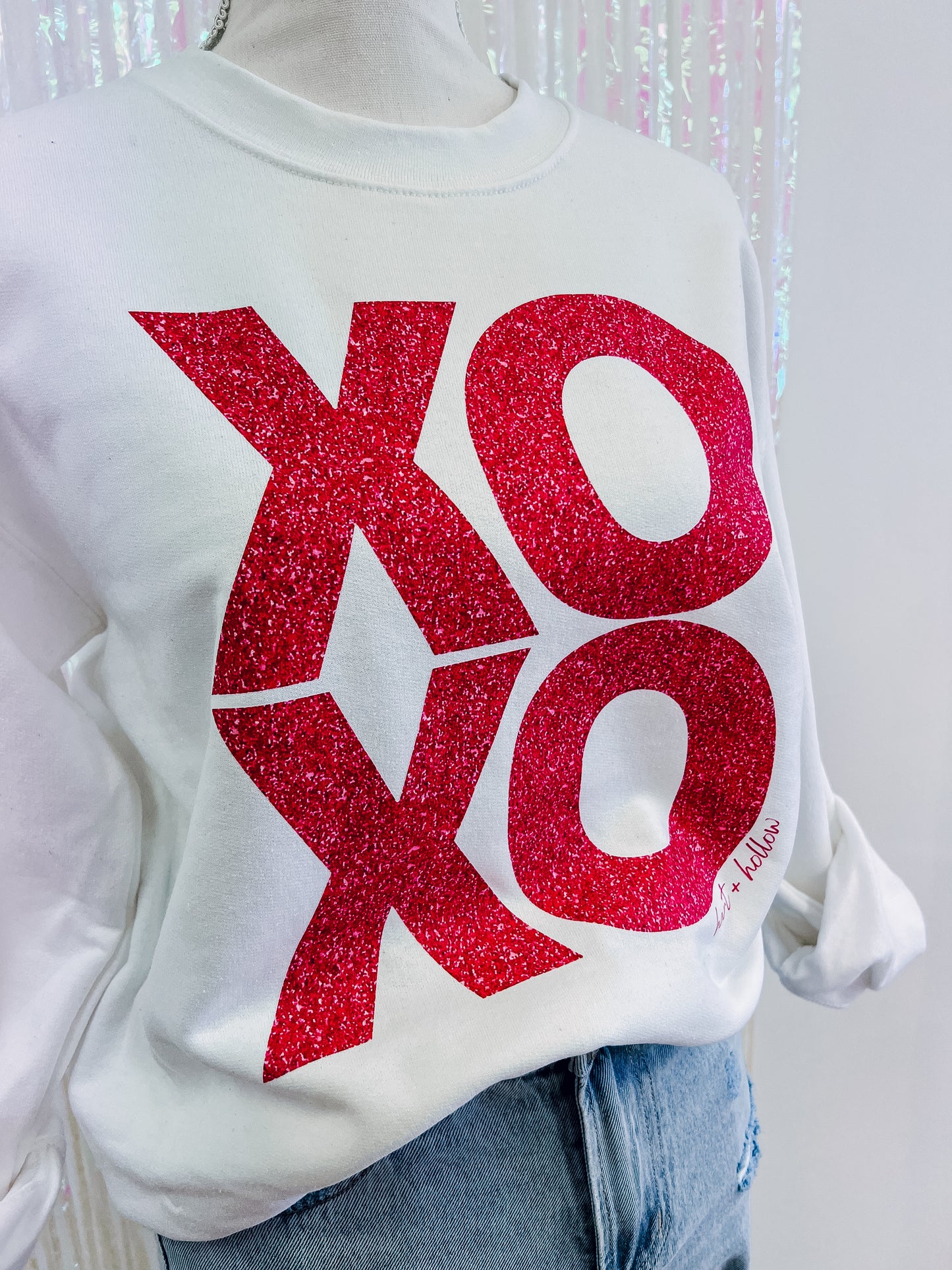 Faux Glitter XOXO Sweatshirt