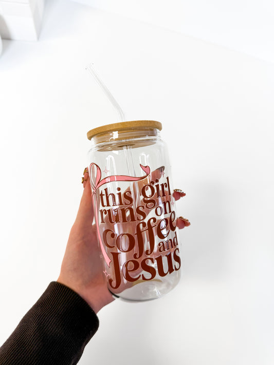 Coffee and Jesus Glass Cup