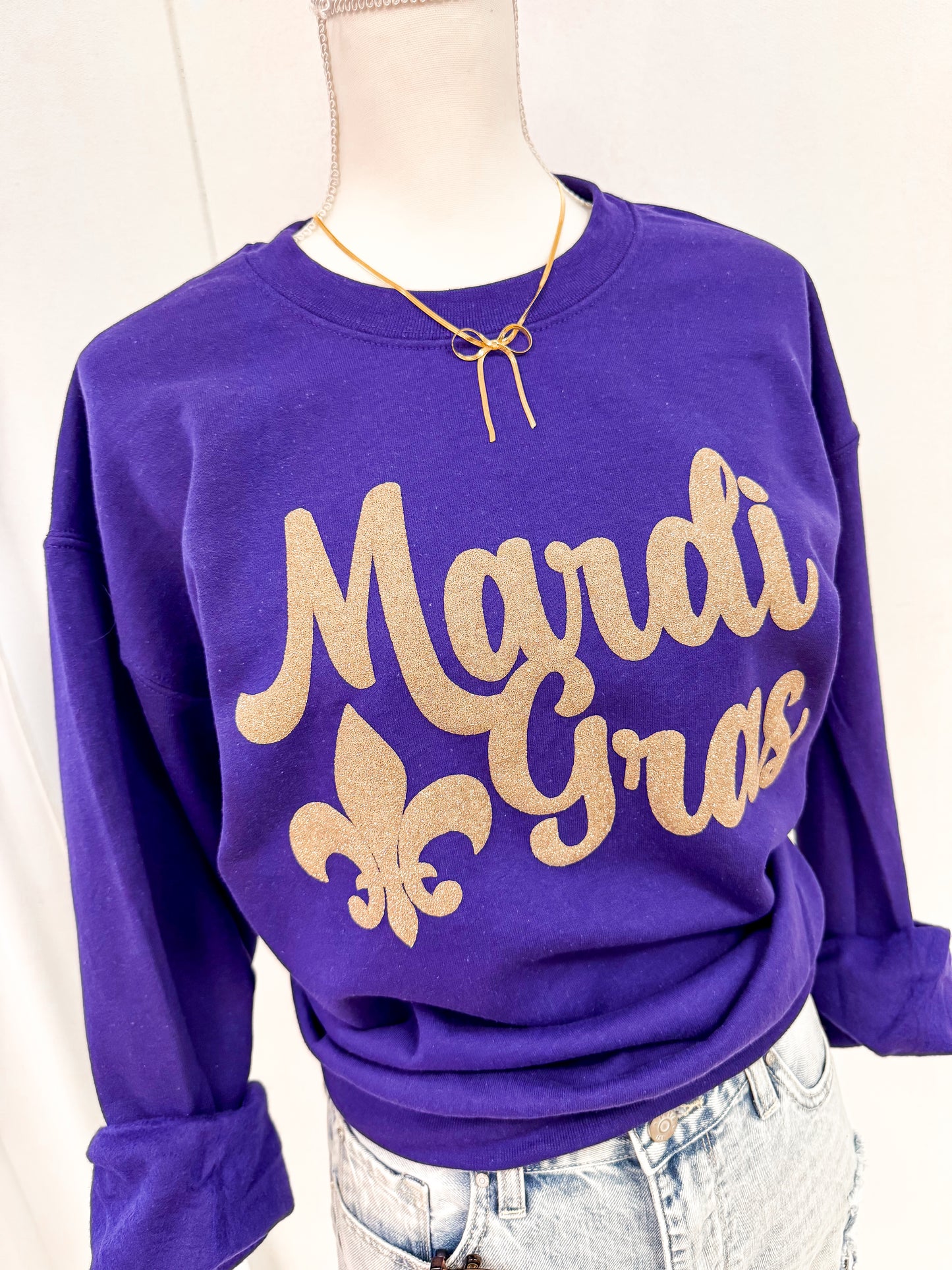 Mardi Gras Glitter Puff Sweatshirt