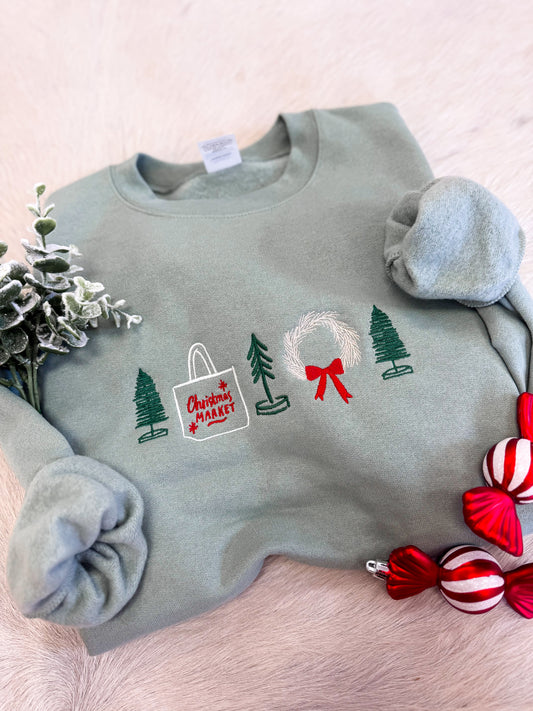 Christmas Market Embroidered Sweatshirt