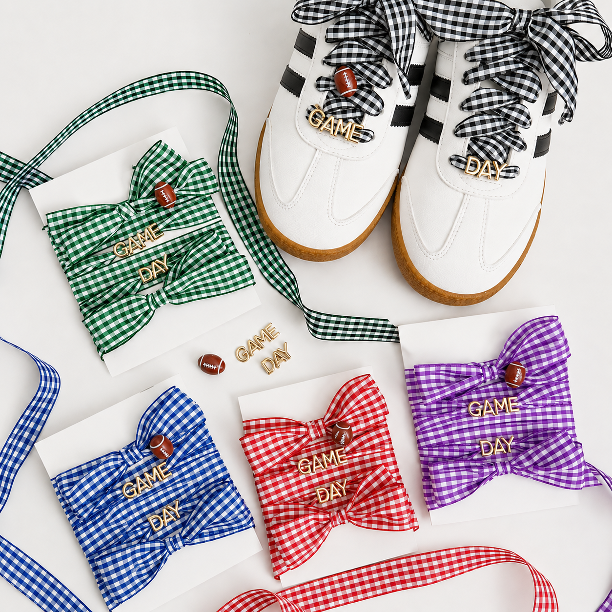Game Day Gingham Shoe Lace Charm Set - ETA 6/30