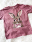 Mauve Bunny Faux Embroidery Youth Tee