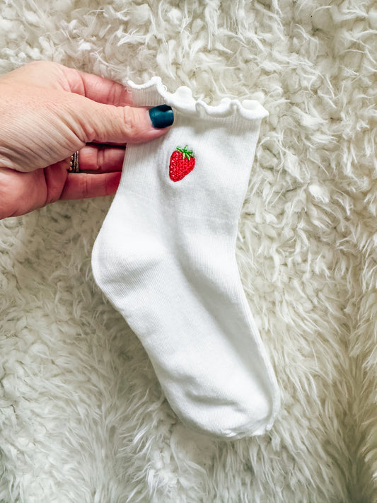 Strawberry Ruffle Socks