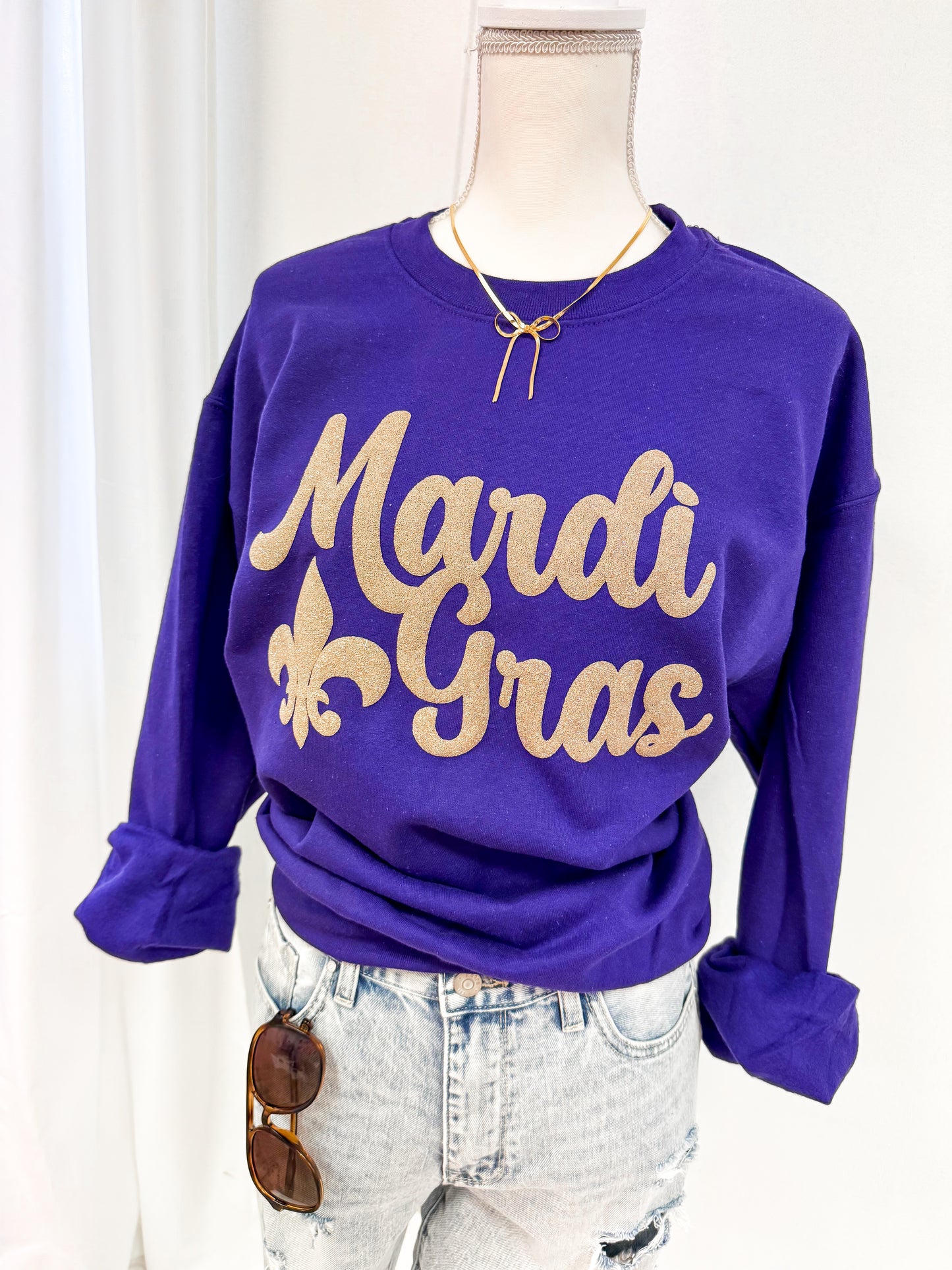 Mardi Gras Glitter Puff Sweatshirt