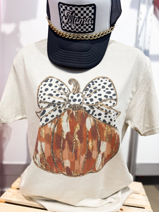 Coquette Gold Glitter Pumpkin Tee