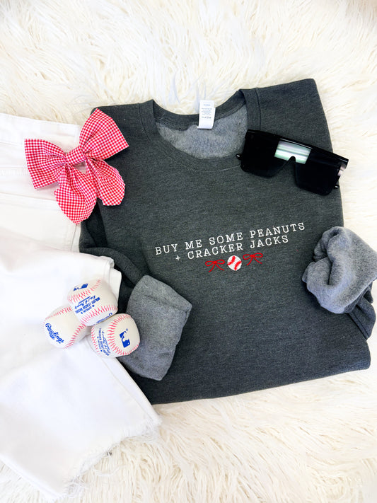 Buy Me Peanuts & Crackerjacks Embroidered Sweatshirt