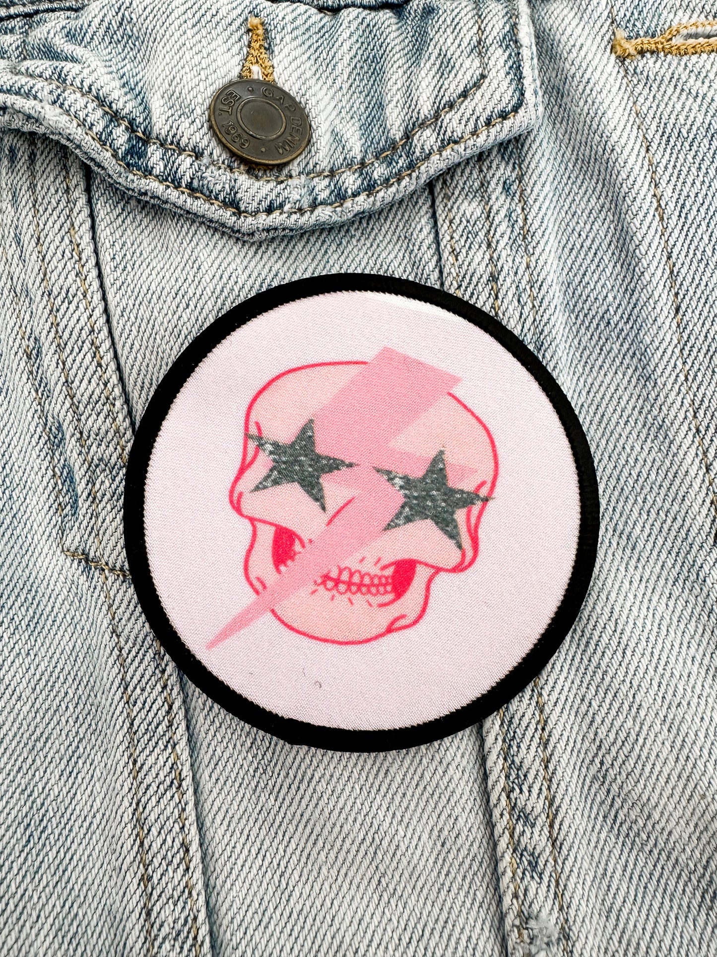 Skull With Glitter Star Eyes Patch