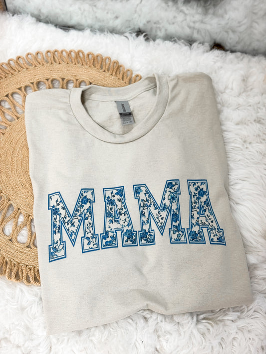 Mama Blue Floral Tees