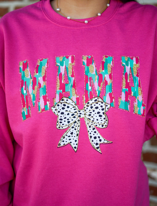 Mama w/ Spotted Bow Sweatshirt