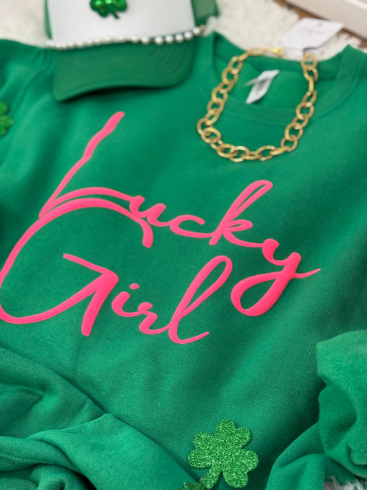 Lucky Girl Puff Sweatshirt