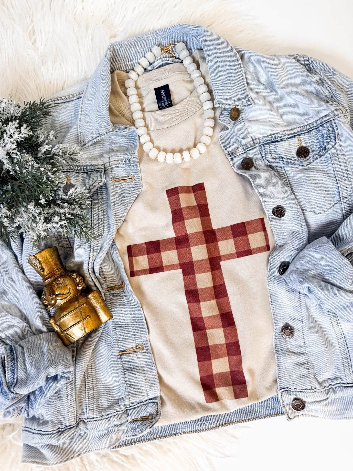 Red Gingham Cross Tee
