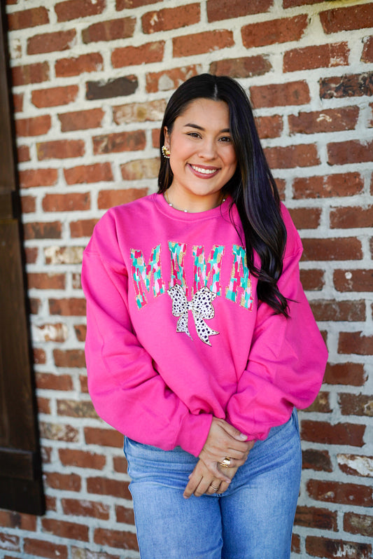 Mama w/ Spotted Bow Sweatshirt